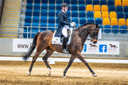 Alistair Schramm and Zero Degrees competing at the 2021 Australian Youth Dressage Championships. © Geoff McLean - Gone Riding Media