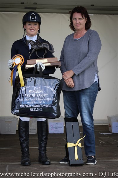 Haylea Wright won the Taylor Farley Memorial Award for rider highest placed Vic Junior Rider.