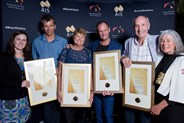 EA CEO Paula Ward (left) and Chair Judy Fasher (far right) with Hall of Fame Inductees Kent Exell representing brother Boy, Gill Rolton, Stuart Tinney