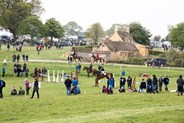 Warming up for the cross country on the beautiful green lawns of Badminton - © Ginette Snow