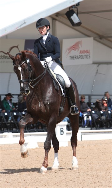 Alexis Hellyer and the stallion Bluefields Floreno were first out in the CDI-W. © Roger Fitzhardinge