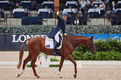 Andrew Hoy and Vassily de Lasso, 7th after the first day of dressage - © FEI/Liz Gregg