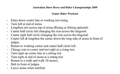 Australian Show Horse and Rider Championships 2009 - Senior Rider Workout
