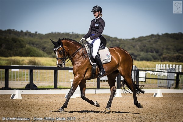 Tanisha Ryan and Quizzical from NSW strutting their stuff in the FEI YR Team Test 16-21 years.