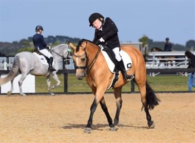 Bridget Murphy and Dracmoore Flirtacious scored 65.012% in the Para Freestyle Grade 2 class © the Australian Equestrian Team