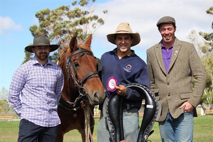 Champion Working Horse, Grace, with owner Aleks Berzins and judge Matthew Thompson.