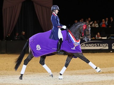 Charlotte Dujardin and Mount St John Freestyle, winners of the Dressage Future Elite Championship at the 2017 HOYS. Photo: Horse of the Year Show