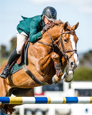 Chris Chugg and 'KG Queenie' win the Horseware Australia Jumping Prelude. © Stephen Mowbray