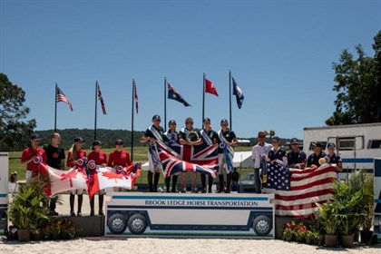 FEI Eventing Nations Cup™ podium  at the Brook Ledge Great Meadow International,  presented by Adequan®   Photo credit: ©22Gates.com
