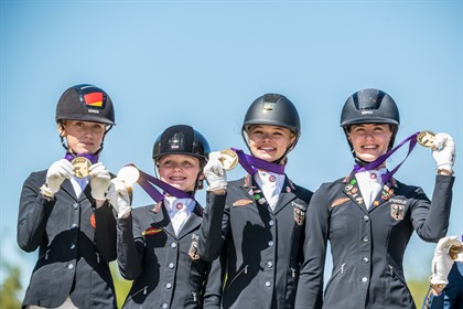 Germany's gold medal winning team. © FEI/Lukasz Kowalski