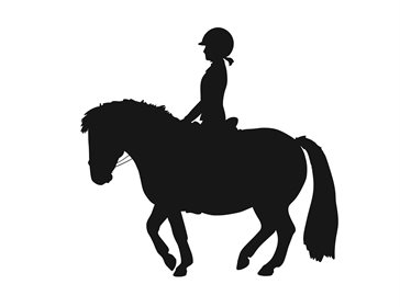 Girl riding pony in piaffe.
