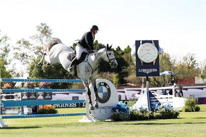 Jordan Coyle (IRL) and Eristov recorded a career-high victory at the Longines FEI Jumping World Cup in Leon © FEI/Anwar Esquivel
