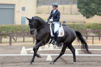 Kate Taylor-Wheat and Destano II scored 69.79% and 74.57% in the Novice tests - © Roger Fitzhardinge