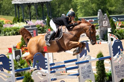 Katie Laurie riding Cera Caruso to victory in the Limitless Performance Speed Classic CSI4*. © Traverse City Horse Shows/Phelps Media Group