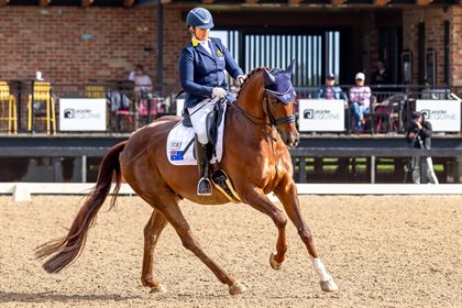 Lisa Martin and Vilaggio achieved a PB of 75.667% to win the Grade V Grand Prix Freestyle. Image: One Eyed Frog Photography