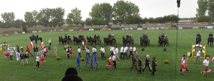 Opening Ceremony at the World Young Horse Championships in Mezoheyges, Hungary. Photo Courtesy of Andrea Webb