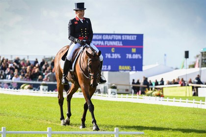 Pippa Funnell leading the pack on a score of 22.8 on 5* debutant MGH Grafton Street © Burghley Horse Trials