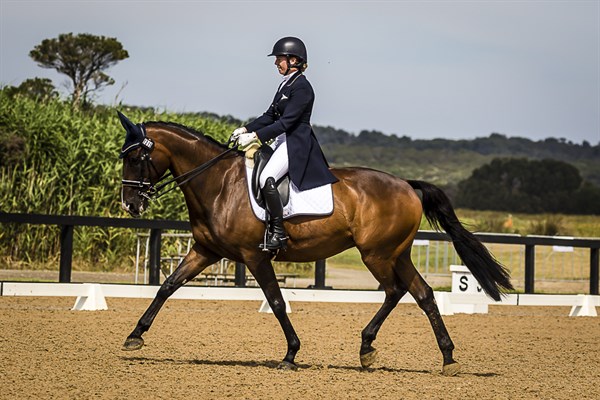 Samantha Coleshill from SA strutting her stuff in the FEI Young Rider Freestyle 16-21 years.