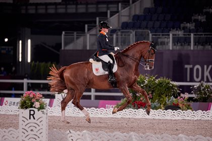 Sanne Voets riding Demantur. The Netherlands finished in silver medal position. © FEI/Liz Gregg