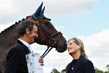Sir Mark Todd with HRH Dutchess of Wessex at Mark Todd retirement from sportduring the Land Rover Burghley Horse Trials 2019 © Nixon Photo