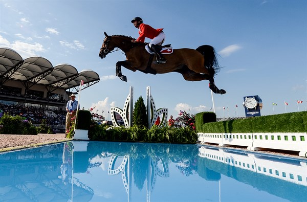 Steve Guerdat on Bianca over the Water Jump at the FEI World Equestrian Games © FEI/Martin