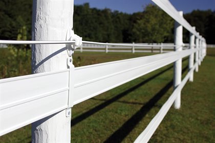 Stock & Noble’s Master Blend fence paint comes in black, white and clear (for natural timber fences).