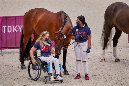 Team USA during the First Horse Inspection at the Tokyo 2020 Paralympics. Credit FEI/Liz Griggs