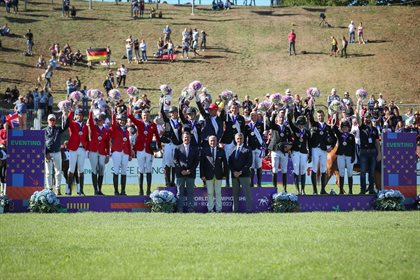 Team podium Pratoni FEI World Eventing Championships © Michelle Terlato Photograhy