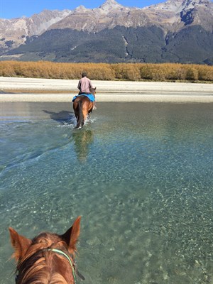 Ten-minutes in the saddle and we were already crossing rivers - © Chloe Chadwick