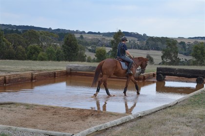 The horses were given time to play in the water before jumping in and out. Lucinda wanted everything to be relaxed. © Chloe Chadwick