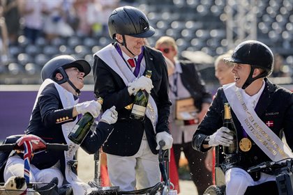 The medal ceremony for the Longines FEI Para Dressage European Championship Freestyle Test. © FEI / Liz Gregg